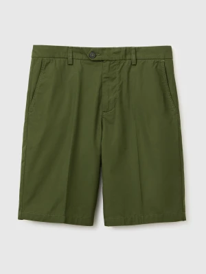 Benetton, Lightweight Cotton Chino Bermuda Shorts, Size: 54, Olive Green, Men United Colors of Benetton