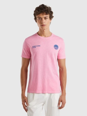 Benetton, Lightweight Cotton T-shirt, size M, Pink, Men United Colors of Benetton
