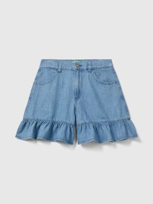 Benetton, Lightweight Denim Jeans With Frill, size L, Light Blue, Kids United Colors of Benetton