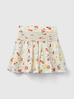 Benetton, Lightweight Floral Skirt, size 2XL, Creamy White, Kids United Colors of Benetton