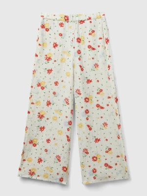 Benetton, Lightweight Floral Trousers, size 2XL, Creamy White, Kids United Colors of Benetton