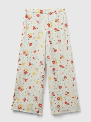 Benetton, Lightweight Floral Trousers, size 3XL, Creamy White, Kids United Colors of Benetton
