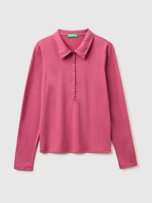 Benetton, Lightweight Jersey Polo, Size: XS, Plum, Women United Colors of Benetton