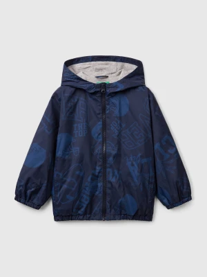 Benetton, Lightweight Patterned Jacket With Hood, size 116, Blue, Kids United Colors of Benetton