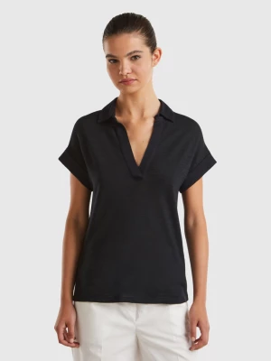 Benetton, Lightweight Polo-style T-shirt, size S, Black, Women United Colors of Benetton