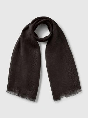Benetton, Lightweight Scarf In Pure Linen, size OS, Black, Women United Colors of Benetton