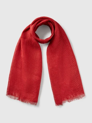 Benetton, Lightweight Scarf In Pure Linen, size OS, Brick Red, Women United Colors of Benetton