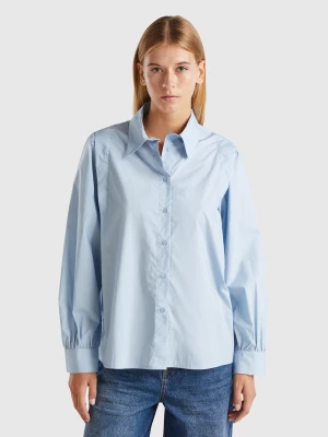 Benetton, Lightweight Shirt In Pure Cotton, size L, Sky Blue, Women United Colors of Benetton