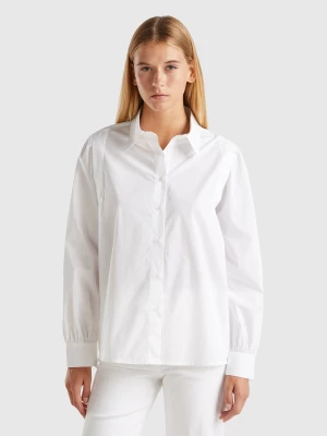 Benetton, Lightweight Shirt In Pure Cotton, size L, White, Women United Colors of Benetton