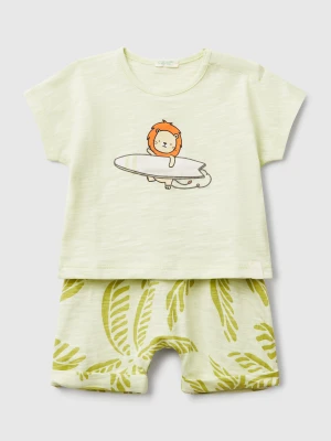 Benetton, Lightweight T-shirt And Shorts Set, size 82, Light Green, Kids United Colors of Benetton