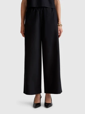 Benetton, Lightweight Trousers With Wide Leg, size XXS, Black, Women United Colors of Benetton