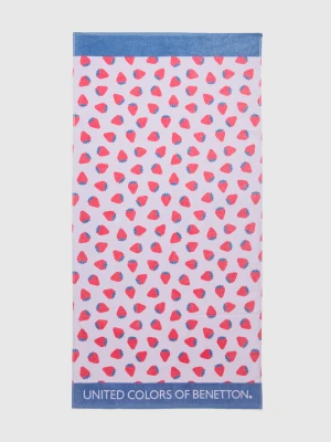 Benetton, Lilac Beach Towel With Strawberry Pattern, size OS, Lilac, Kids United Colors of Benetton