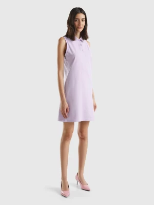 Benetton, Lilac Polo-style Dress, size L, Lilac, Women United Colors of Benetton