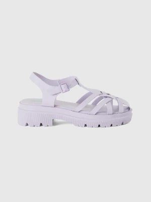 Benetton, Lilac Sandals With Crisscrossed Bands, size 37, Lilac, Women United Colors of Benetton