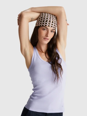 Benetton, Lilac Tank Top In Pure Cotton, Size: XL, Lilac, Women United Colors of Benetton