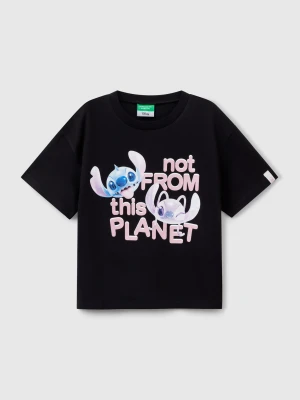 Zdjęcie produktu Benetton, Lilo & Stitch Boxy Fit T-shirt, size XL, Black, Kids United Colors of Benetton