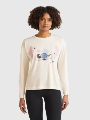 Benetton, Lilo & Stitch ©disney Pyjama Top, size XXS, Creamy White, Women United Colors of Benetton