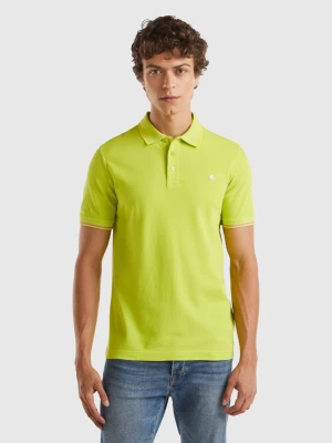 Benetton, Lime Yellow Polo In Organic Cotton, size L, Lime, Men United Colors of Benetton
