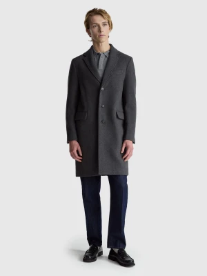 Benetton, Lined Coat In Wool Blend, Gray, Men United Colors of Benetton