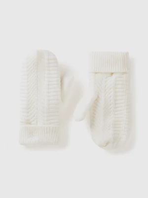 Benetton, Lined Gloves, size L, Creamy White, Women United Colors of Benetton