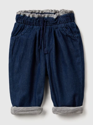 Benetton, Lined Trousers In Chambray, size 82, Light Blue, Kids United Colors of Benetton