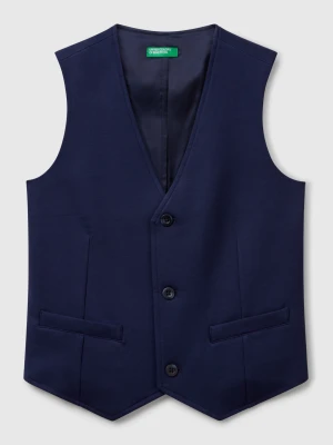 Benetton, Lined Waistcoat With Buttons, size XL, Dark Blue, Kids United Colors of Benetton