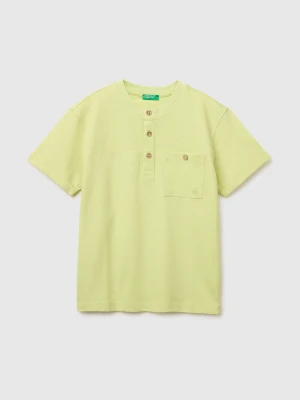 Benetton, Linen Blend Henley T-shirt, Size: XL, Lime, Kids United Colors of Benetton