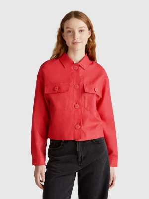 Benetton, Linen Blend Jacket, size XXS, Brick Red, Women United Colors of Benetton