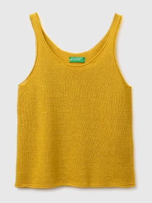 Benetton, Linen Blend Knit Top, Size: XS, Mustard, Women United Colors of Benetton