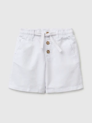 Benetton, Linen Blend Shorts, Size: 116, White, Kids United Colors of Benetton