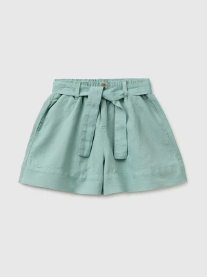 Benetton, Linen Blend Shorts With Sash, Size: XL, Aqua, Kids United Colors of Benetton