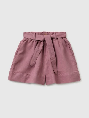 Benetton, Linen Blend Shorts With Sash, Size: XL, Mauve, Kids United Colors of Benetton