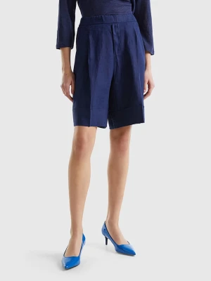 Benetton Lniane bermudy w kolorze granatowym rozmiar: M