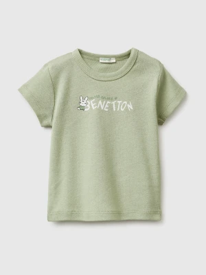 Benetton, Logo Print T-shirt In Organic Cotton, Size: 82, Light Green, Kids United Colors of Benetton