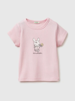 Benetton, Logo Print T-shirt In Organic Cotton, Size: 82, Pink, Kids United Colors of Benetton