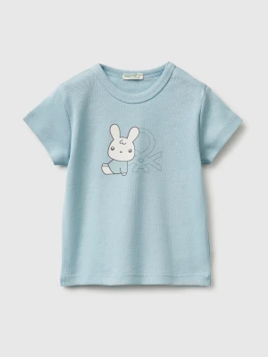 Benetton, Logo Print T-shirt In Organic Cotton, Size: 82, Sky Blue, Kids United Colors of Benetton