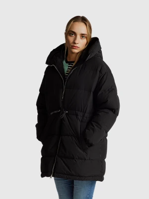Benetton, Long Down Jacket Padded With Recycled Feathers, Size: XS, Black, Women United Colors of Benetton