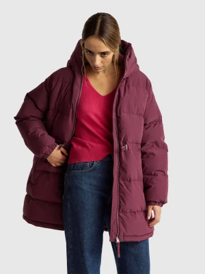 Benetton, Long Down Jacket Padded With Recycled Feathers, Size: S, Plum, Women United Colors of Benetton