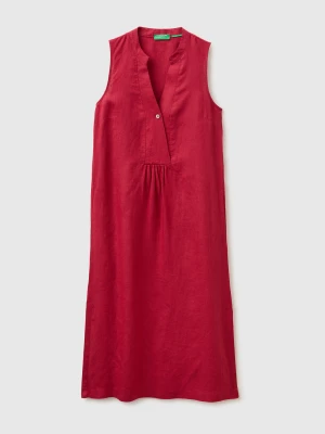 Benetton, Long Dress 100% Linen, Size: XS, Strawberry, Women United Colors of Benetton