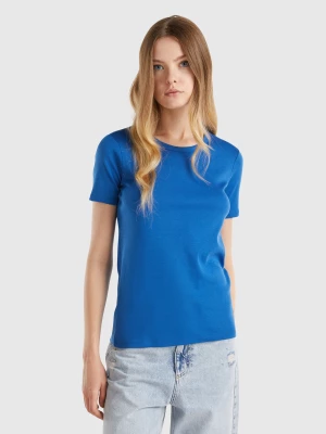 Benetton, Long Fiber Cotton T-shirt, size L, Air Force Blue, Women United Colors of Benetton