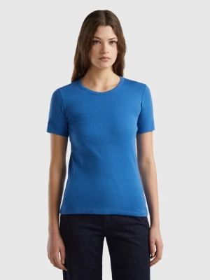 Benetton, Long Fiber Cotton T-shirt, size L, Blue, Women United Colors of Benetton