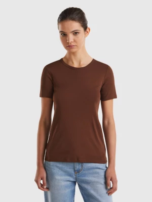 Benetton, Long Fiber Cotton T-shirt, size L, Brown, Women United Colors of Benetton