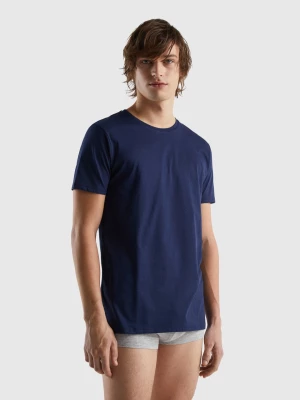 Benetton, Long Fiber Cotton T-shirt, size L, Dark Blue, Men United Colors of Benetton