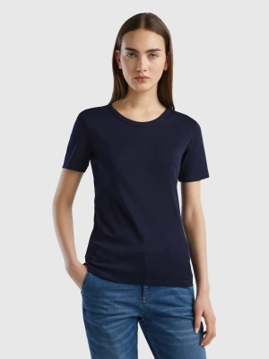 Benetton, Long Fiber Cotton T-shirt, size L, Dark Blue, Women United Colors of Benetton