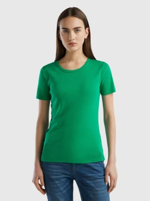 Benetton, Long Fiber Cotton T-shirt, size L, Green, Women United Colors of Benetton