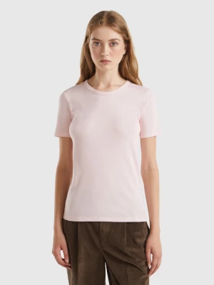 Benetton, Long Fiber Cotton T-shirt, size L, Pastel Pink, Women United Colors of Benetton
