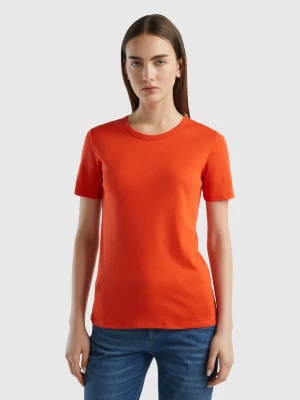 Benetton, Long Fiber Cotton T-shirt, size L, Red, Women United Colors of Benetton