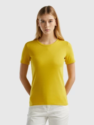 Benetton, Long Fiber Cotton T-shirt, size L, Yellow, Women United Colors of Benetton