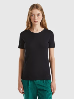 Benetton, Long Fiber Cotton T-shirt, size M, Black, Women United Colors of Benetton