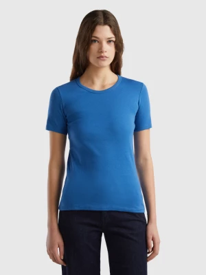 Benetton, Long Fiber Cotton T-shirt, size M, Blue, Women United Colors of Benetton